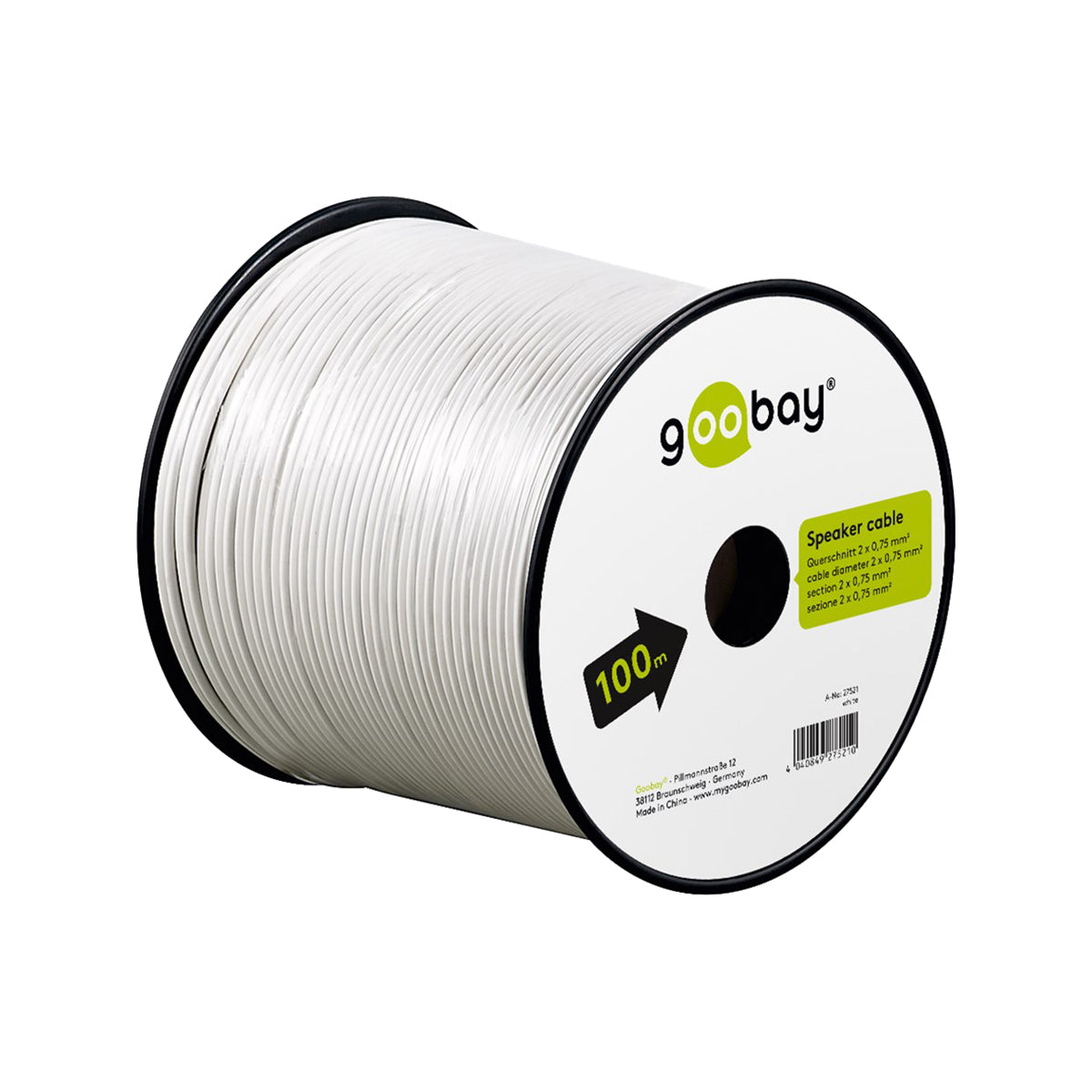 Goobay Speaker Cable (2 x 0.75 mm²) CCA for Hi-Fi Systems/Speakers/Receivers/Power Amplifiers - White