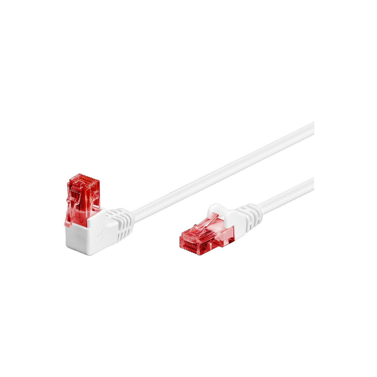 Goobay CAT 6 patchcable 1x 90°angled, U/UTP, white - 1 Metre