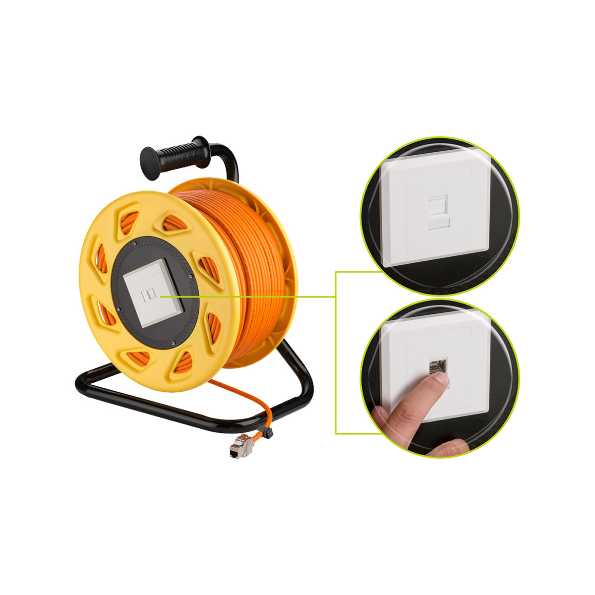 Goobay Portable RJ45 Network Cable Reel Extension 50M for Mobile Use Events/Conferences - Orange