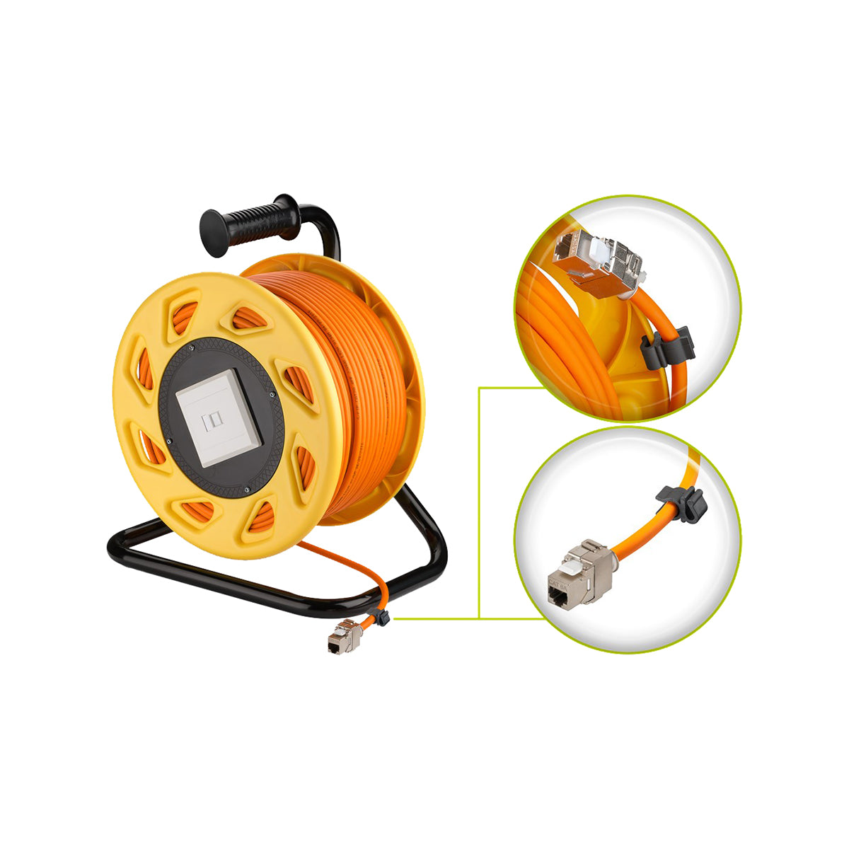 Goobay Portable RJ45 Network Cable Reel Extension 50M for Mobile Use Events/Conferences - Orange