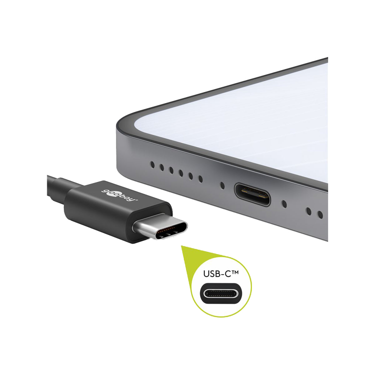 Goobay USB-C™ Charging and Sync Cable (USB-A > USB-C™) 0.5m for PCs/Laptop/Tablet/Smartphones - White