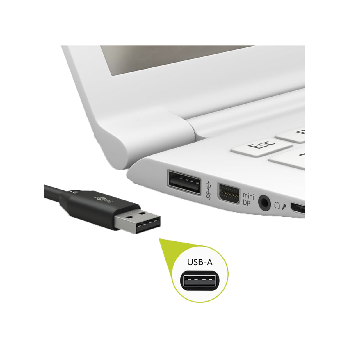 Goobay USB-C™ Charging and Sync Cable (USB-A > USB-C™) 0.5m for PCs/Laptop/Tablet/Smartphones - White