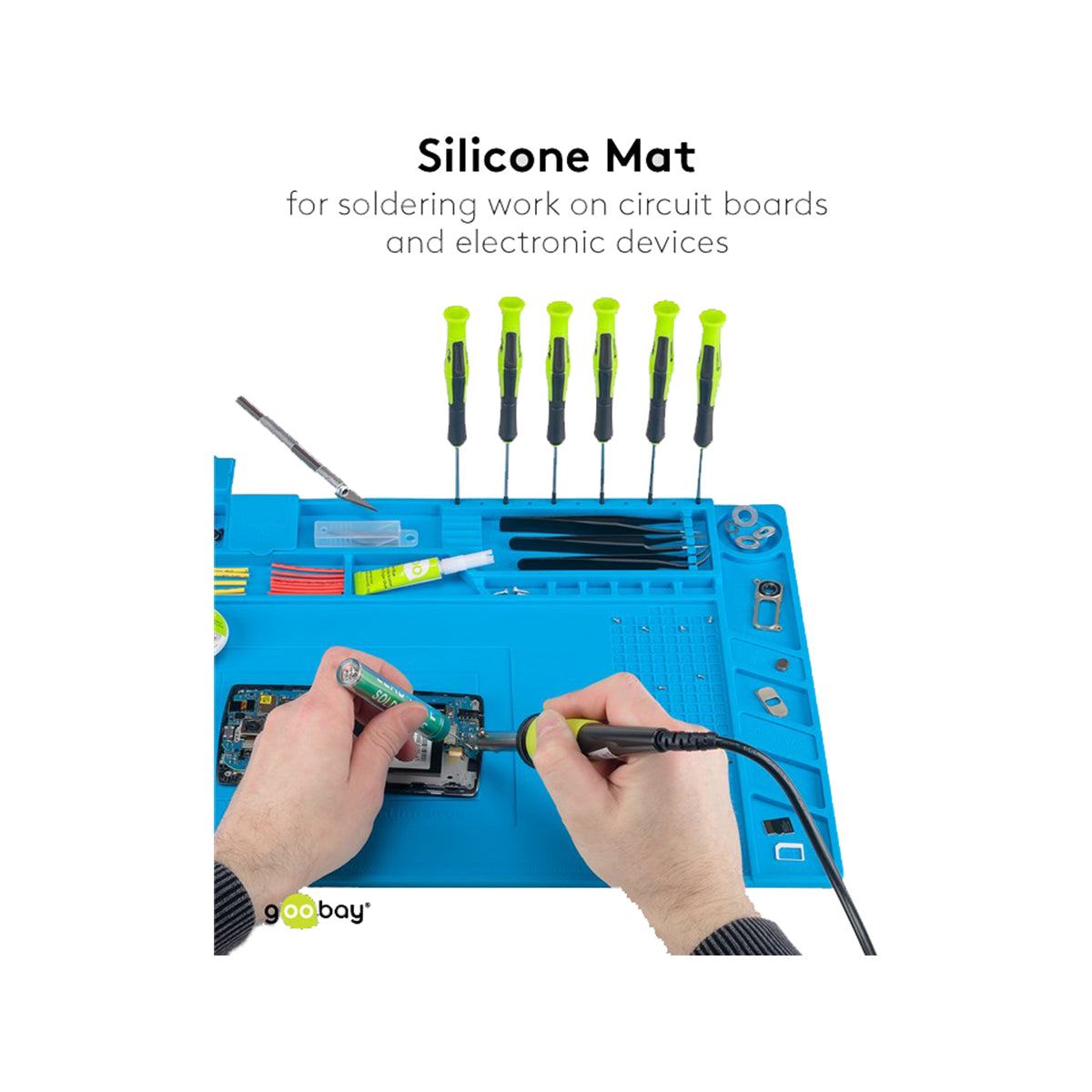 Goobay Silicone Soldering Mat for Safe Soldering, Repairing And Crafting