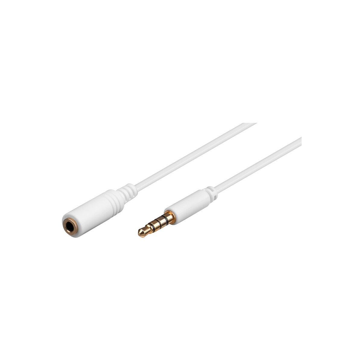 Goobay Headphone and Audio AUX Extension Cable, 4-pin 3.5 mm slim, CU - 3 Metres, White