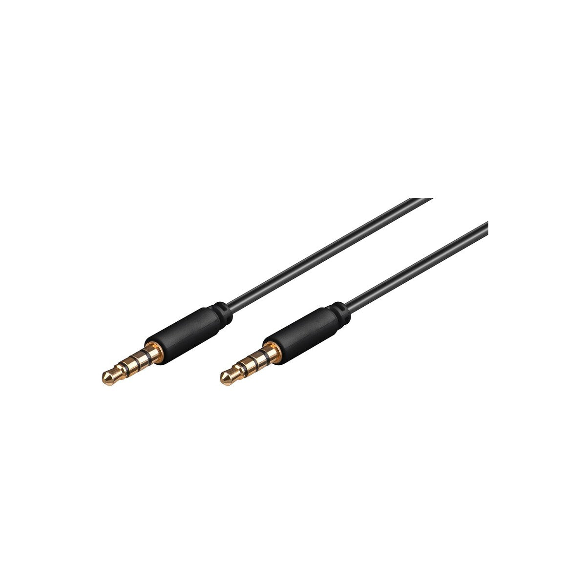 Goobay AUX Audio Connector Cable, 3.5 mm stereo, 4-pin, slim, CU - Black