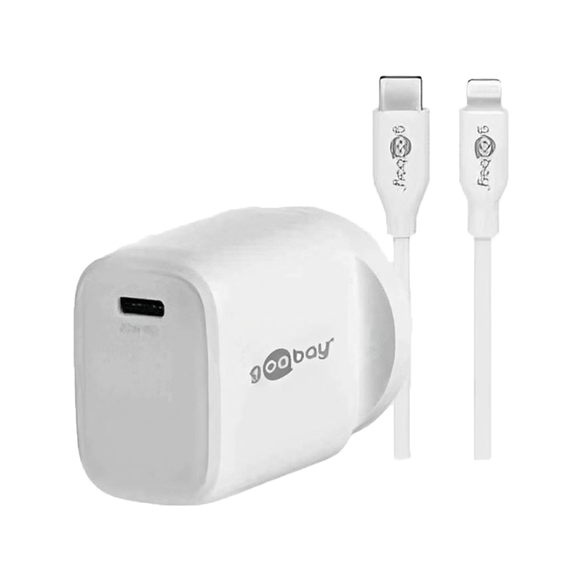 Goobay Wall Charger ANZ 20W USB-C PD + USB-C Lightning for Apple/Samsung Mobile Phones - White