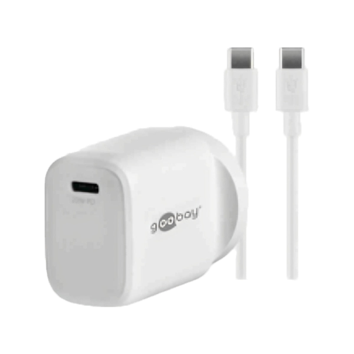 Goobay Wall Charger ANZ 20W USB-C PD + USB-C to USB-C for Apple/Samsung Mobile Phones - White