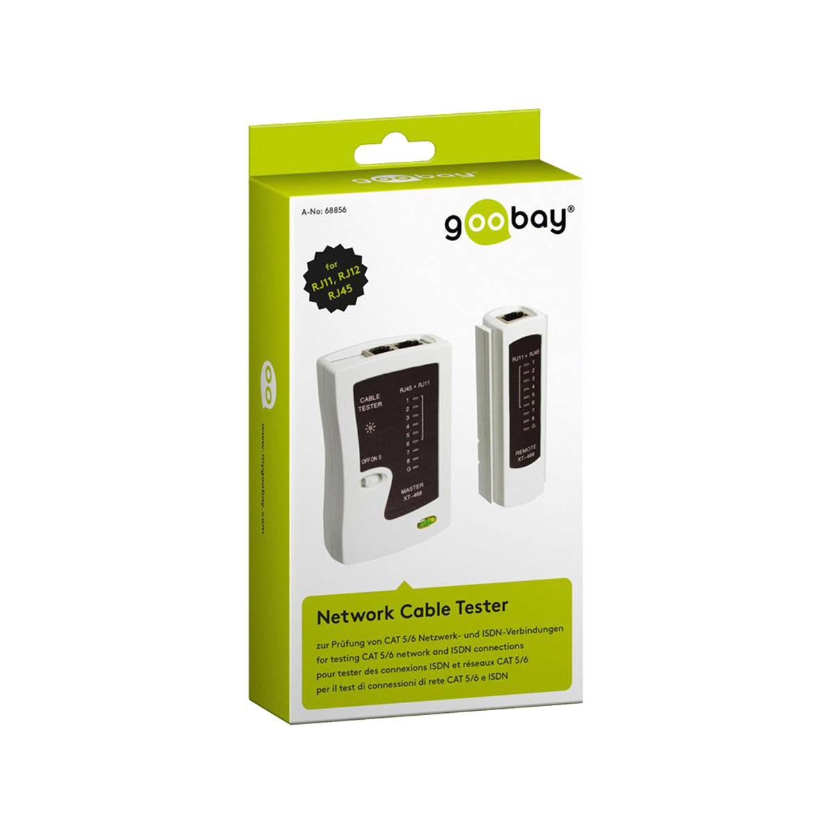 Goobay Network Cable Tester for Testing Network Connections With CAT 5, CAT 6 or CAT 7 and ISDN