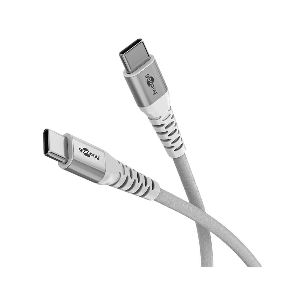 USB-C™ Supersoft Textile Cable with Metal Plugs 0.5 m for Smartphone/Tablets/Laptops - White