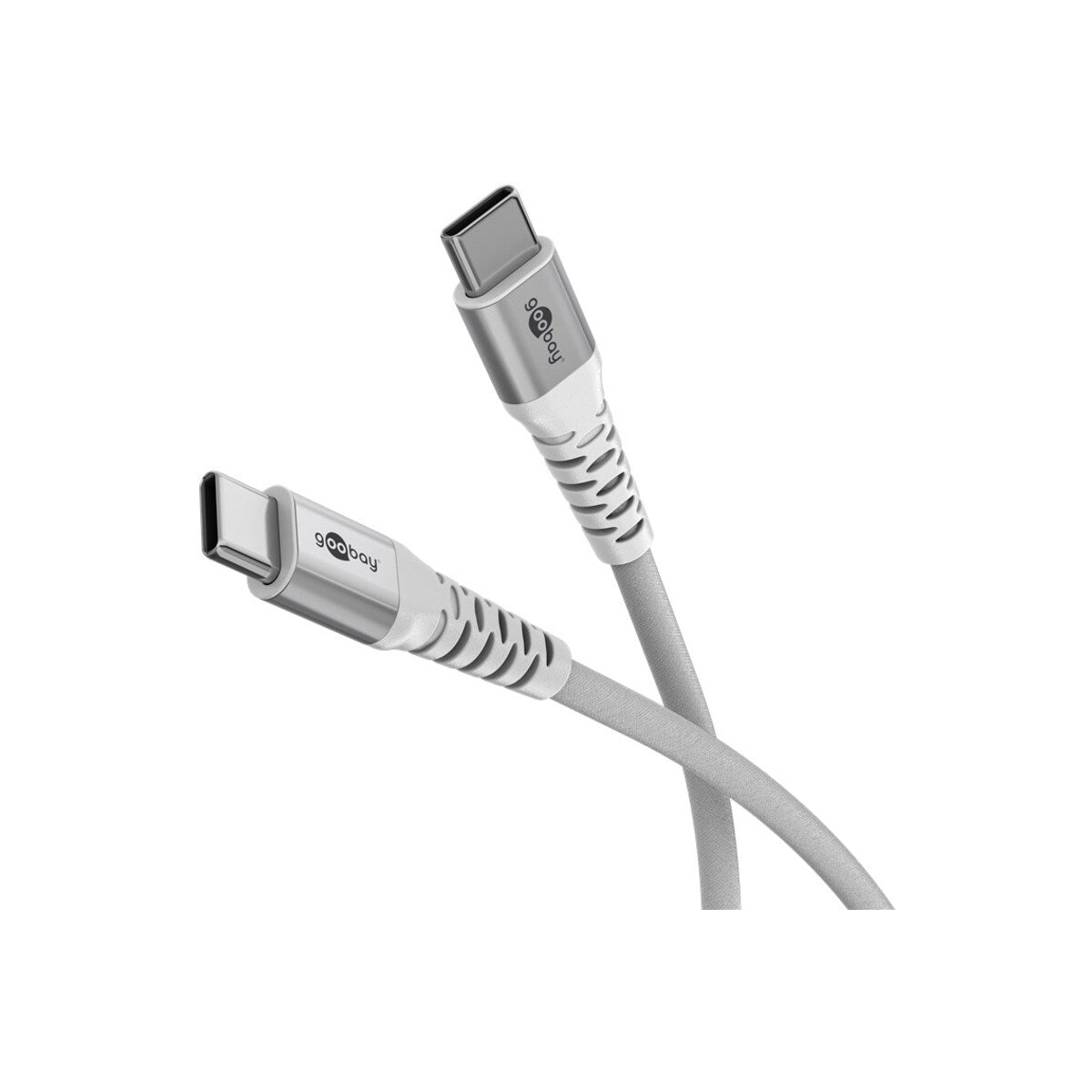 Goobay USB-C™ Supersoft Textile Cable with Metal Plugs 0.5 m for Smartphone/Tablets/Laptops - White