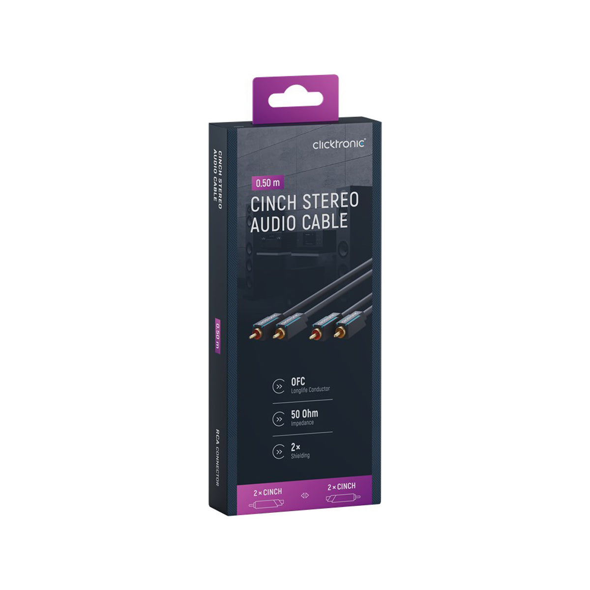 Clicktronic Cinch Stereo RCA Cable - 0.5m