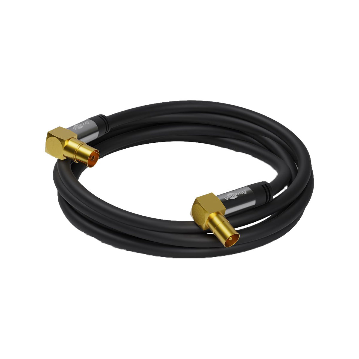 Goobay Antenna Cable (135 dB) (M/F) w/Adapter for TV / Receiver (Sky receiver) / Radio - Black