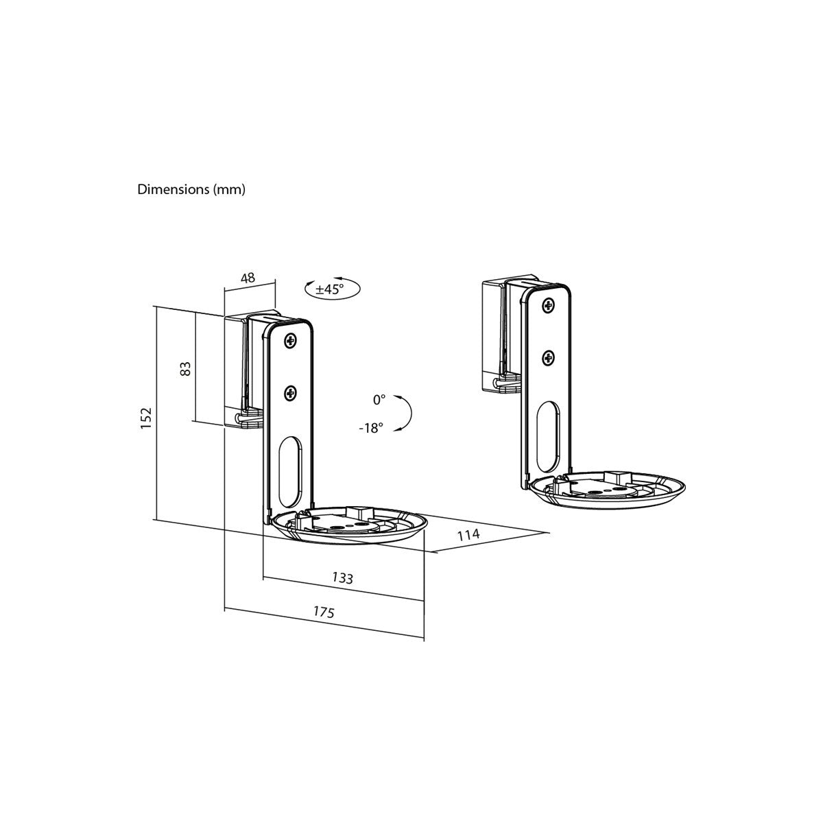 Goobay Speaker Wall Mount Modern Era 1 Flex, 2 pieces, compatible with the Sonos Era 100, swivelling and tilting speaker mount