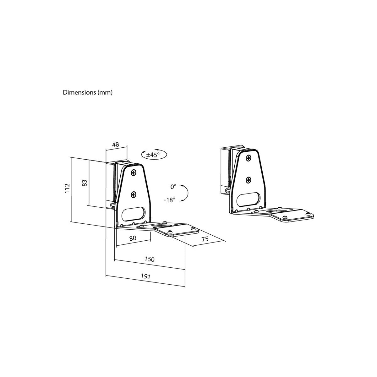 Goobay Speaker Wall Mount Modern Era 3 Flex, 2 pieces, compatible with the Sonos Era 300, secure and discreet speaker mount