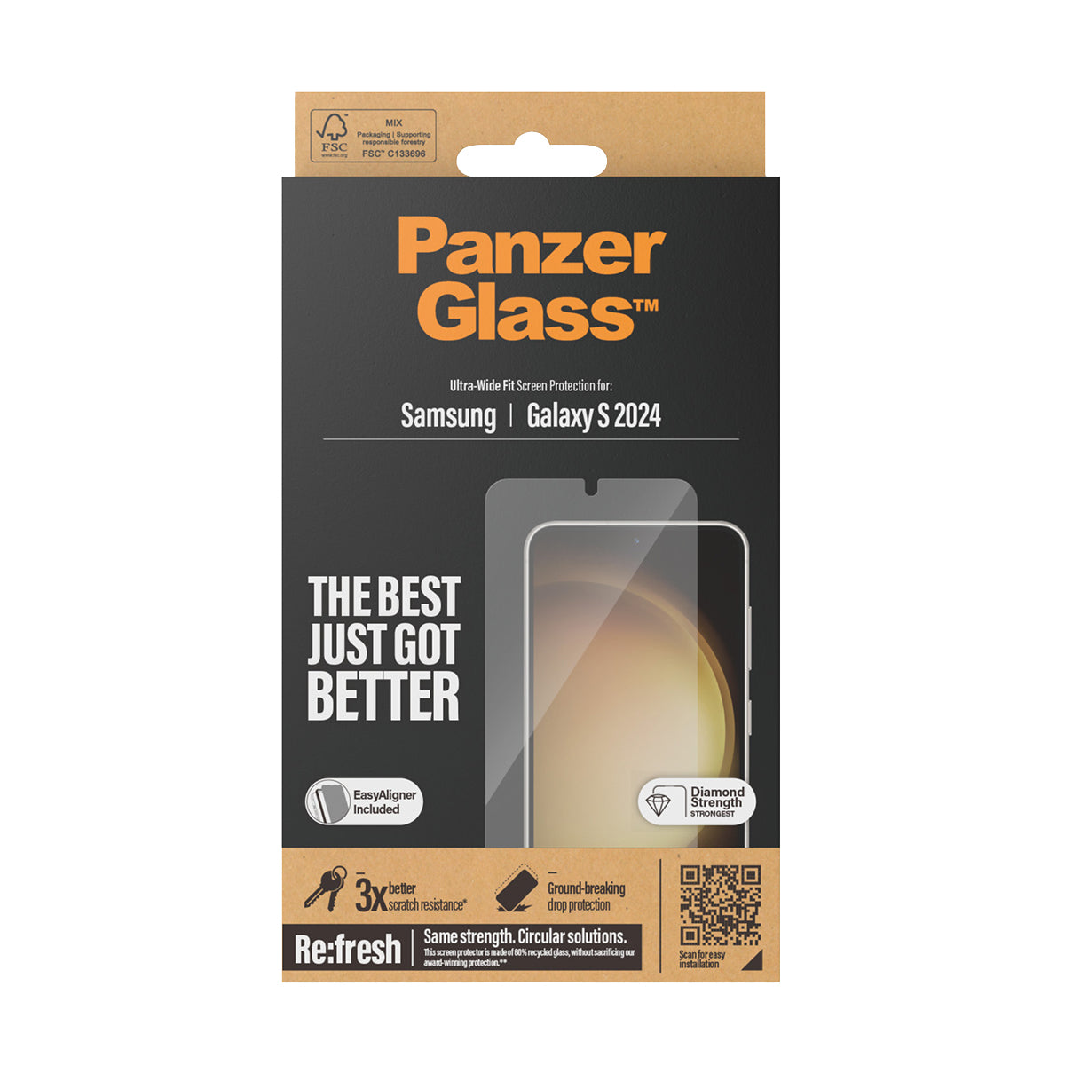 PanzerGlass Ultra-Wide Fit with EasyAligner Screen Protector for Samsung Galaxy S24
