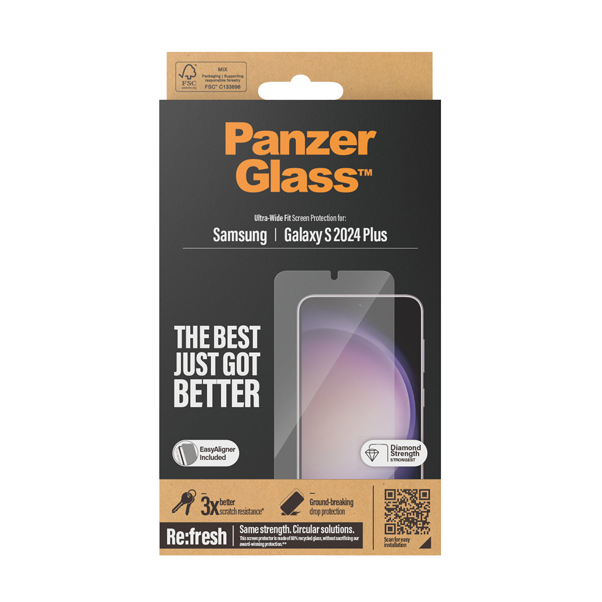 PanzerGlass Ultra-Wide Fit with EasyAligner Screen Protector for Samsung Galaxy S24 Plus