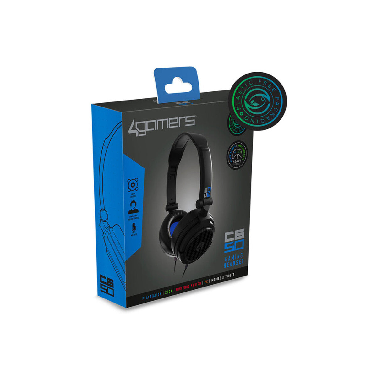 4Gamers C6-50 Gaming Wired Headset - Black/Blue