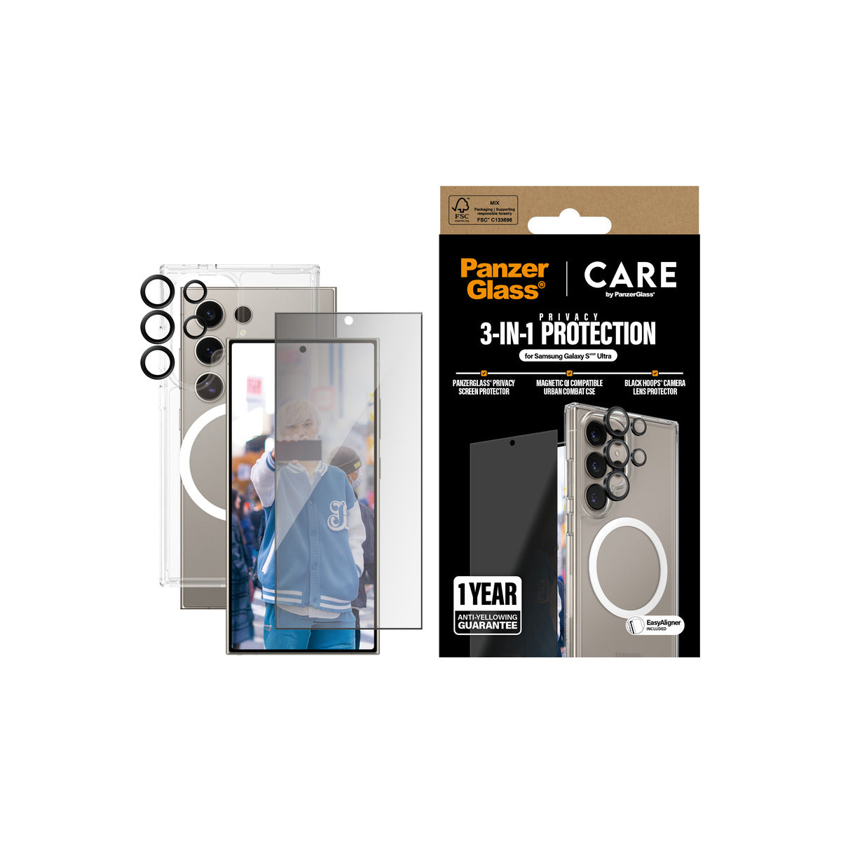 CARE by PanzerGlass Flagship 3-in-1 Privacy Bundle Samsung Galaxy S25 Ultra