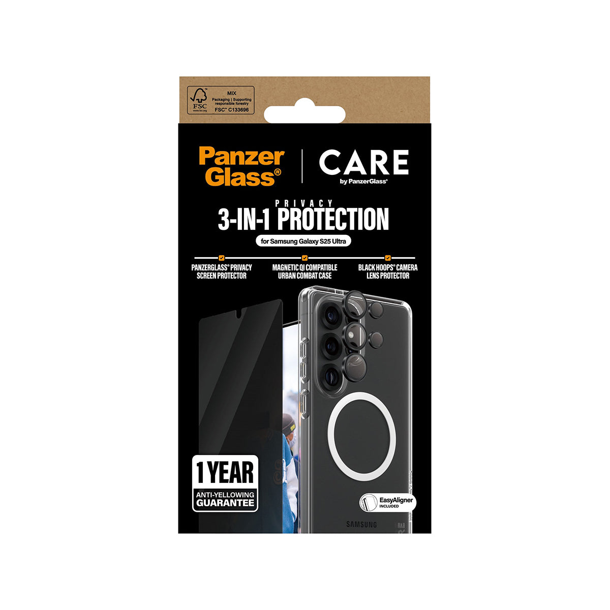 CARE by PanzerGlass Flagship 3-in-1 Privacy Bundle Samsung Galaxy S25 Ultra