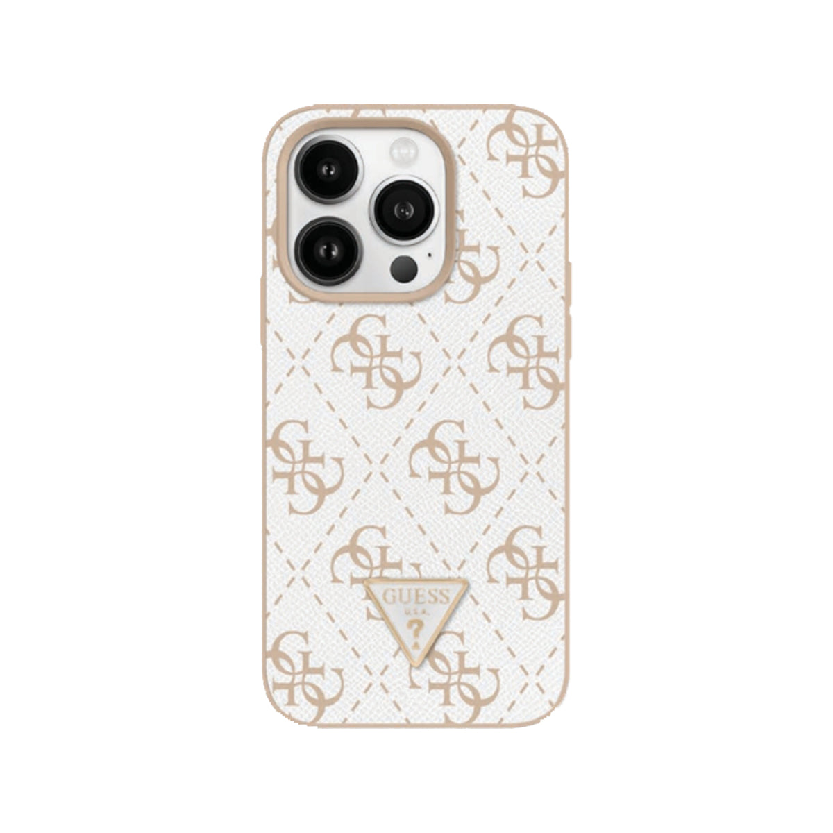 Guess 4G PU Leather Phone Case for iPhone 16 Pro - White