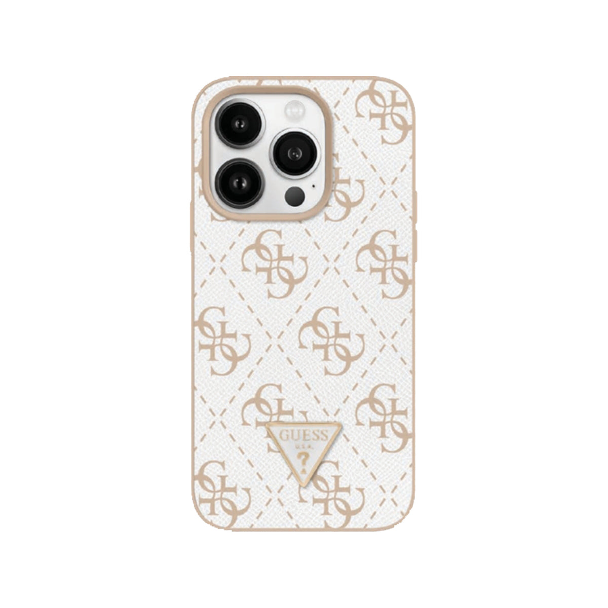 Guess 4G PU Leather Phone Case for iPhone 16 - White