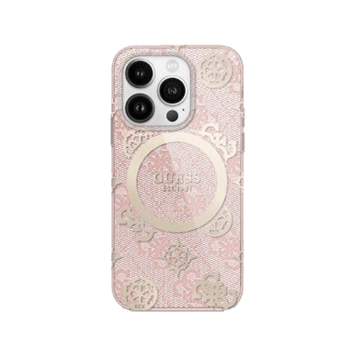 Guess 4G Peony Edition MagSafe Compatible Phone Case for iPhone 16 Pro - Pink