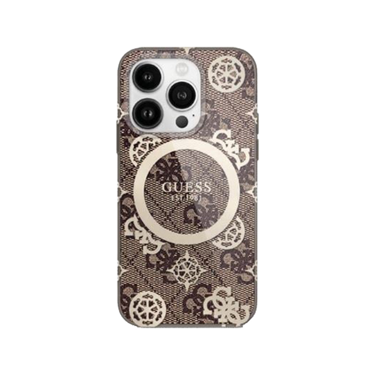 Guess 4G Peony Edition MagSafe Compatible Phone Case for iPhone 16 Pro - Brown