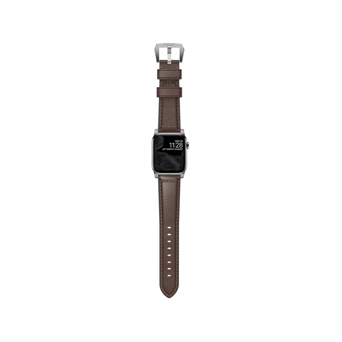 NOMAD Traditional Band (42-49mm)Brown For Apple Watch(Slvr Hrd)