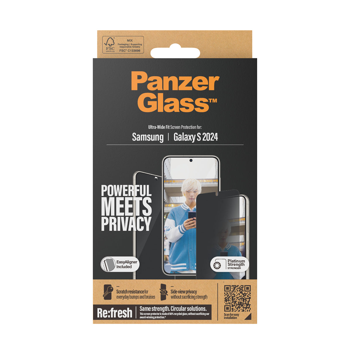 PanzerGlass Ultra-Wide Fit with EasyAligner Privacy Screen Protector for Samsung Galaxy S24