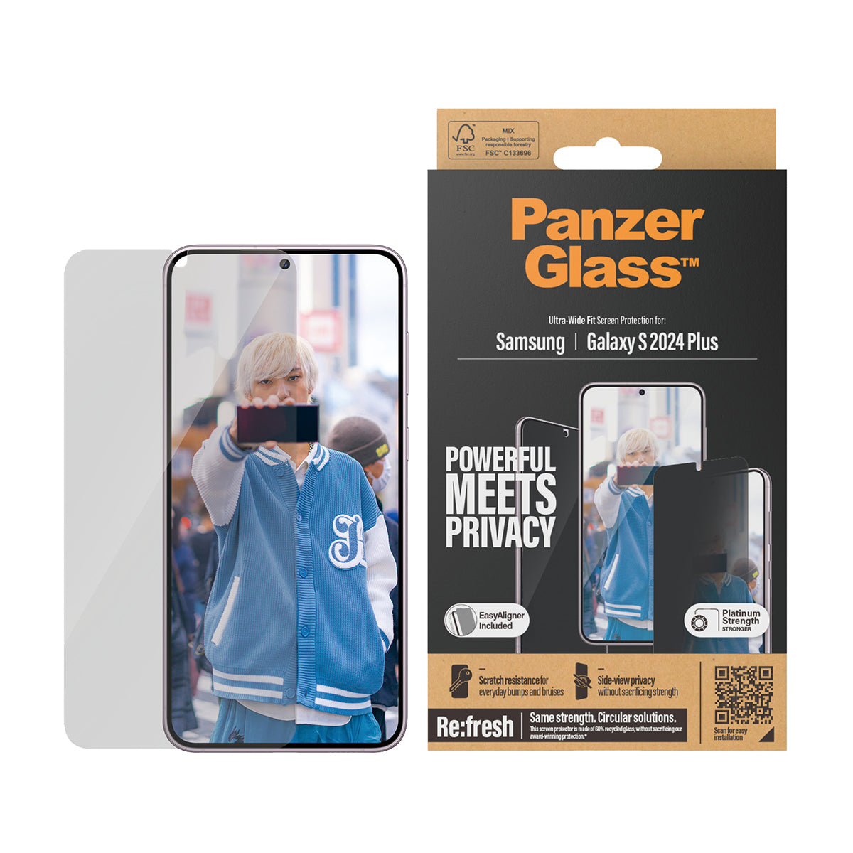 PanzerGlass Ultra-Wide Fit with EasyAligner Privacy Screen Protector for Samsung Galaxy S24+
