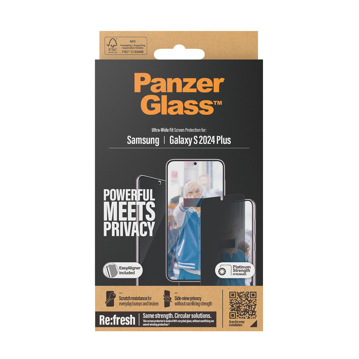 PanzerGlass Ultra-Wide Fit with EasyAligner Privacy Screen Protector for Samsung Galaxy S24+