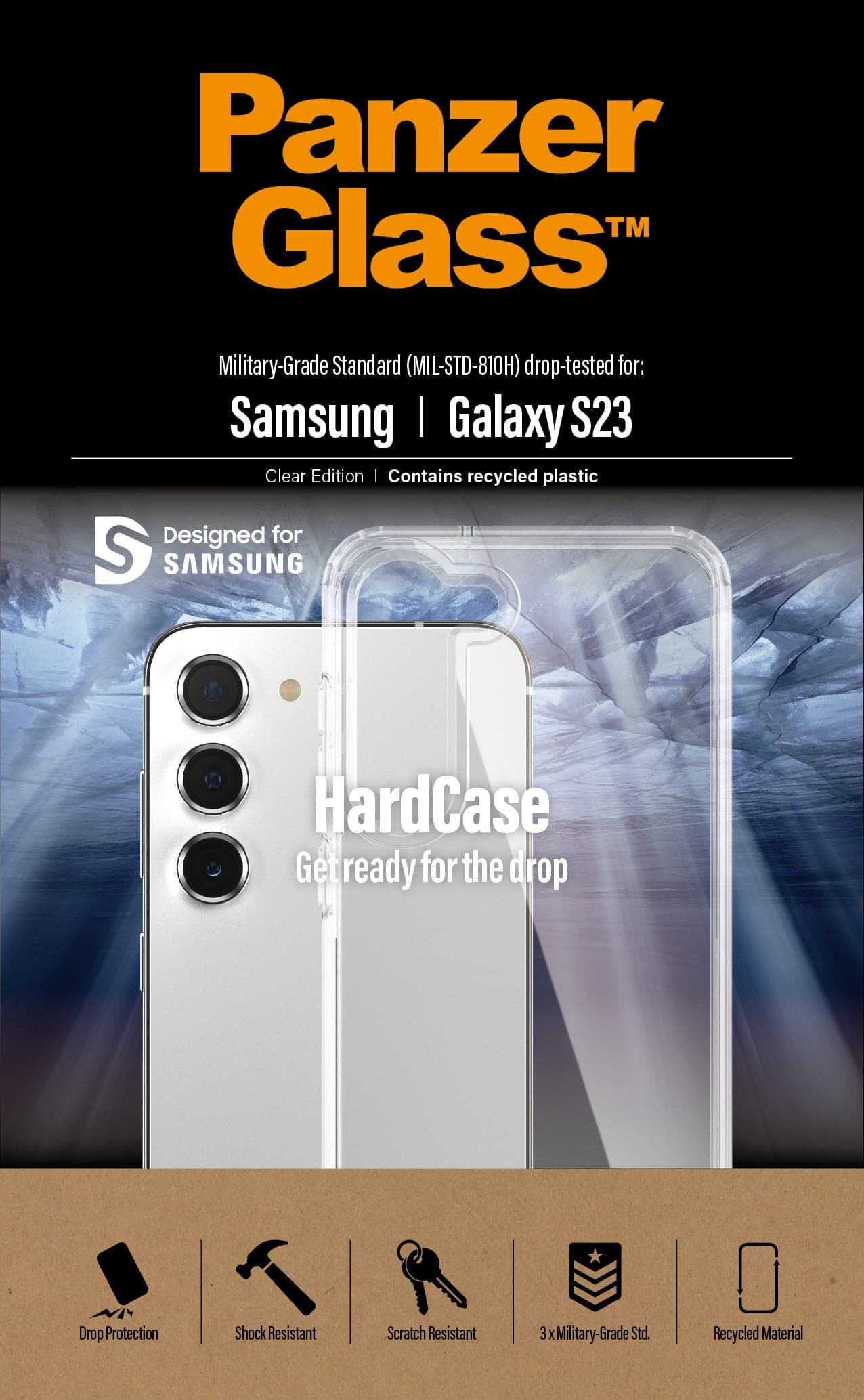 PanzerGlass™ HardCase Phone Case for Samsung Galaxy S23 | Transparent.