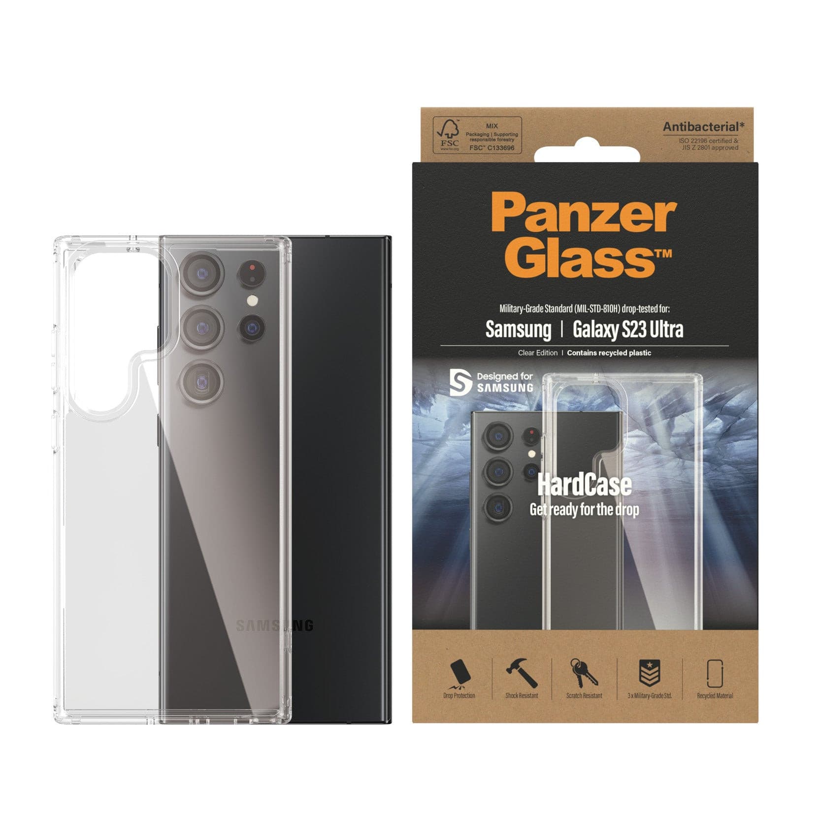 PanzerGlass™ HardCase Phone Case for Samsung Galaxy S23 Ultra | Transparent.