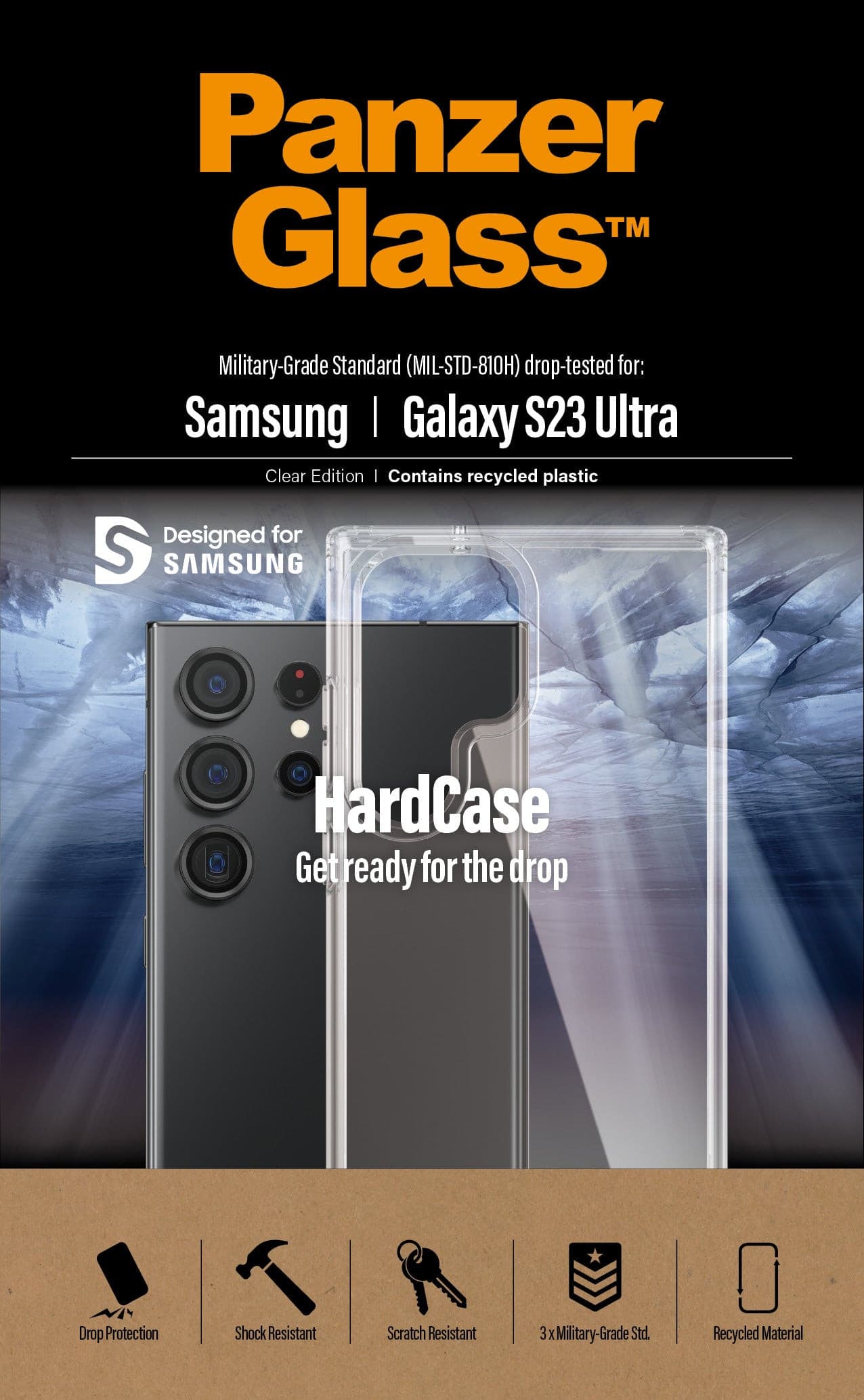 PanzerGlass™ HardCase Phone Case for Samsung Galaxy S23 Ultra | Transparent.