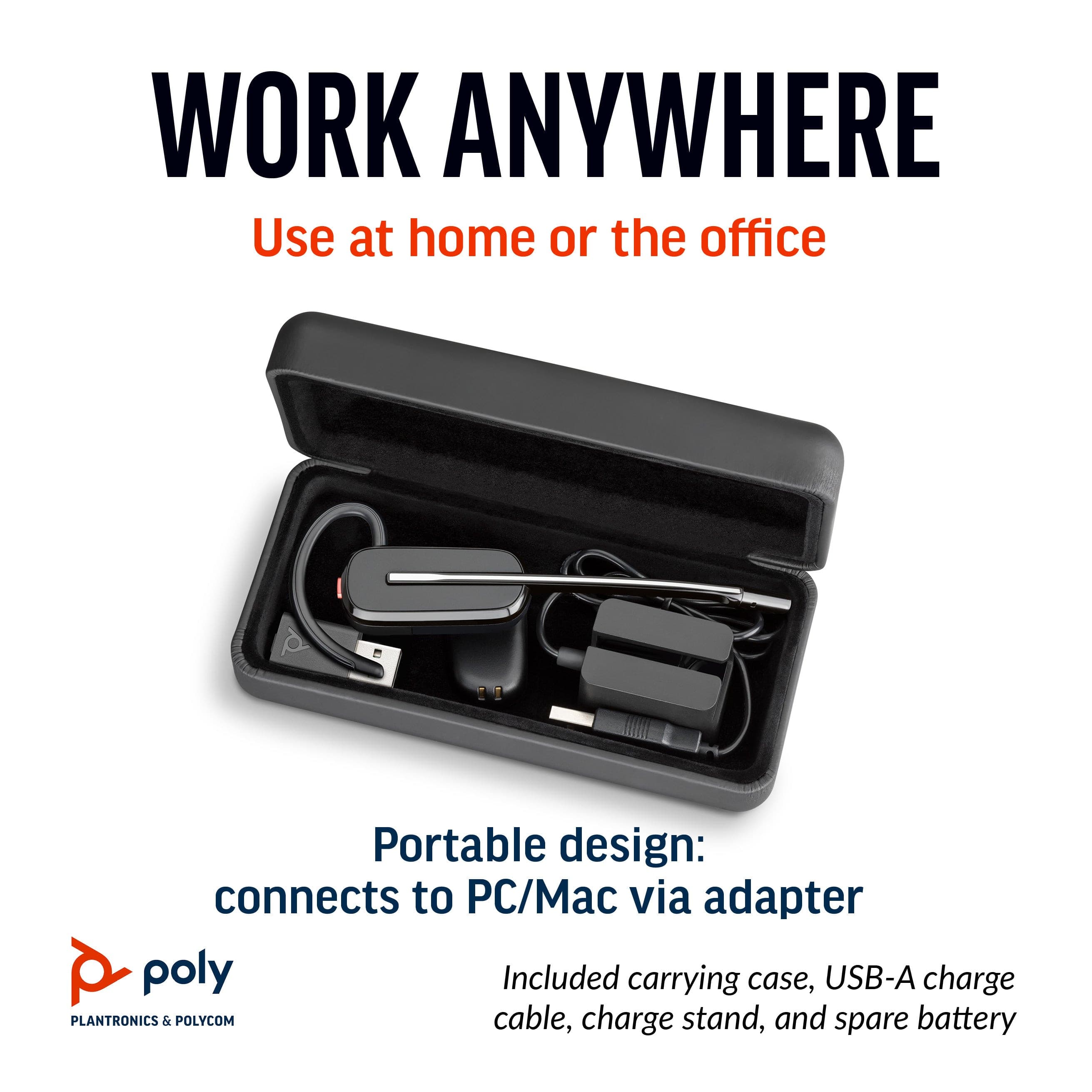 Poly SAVI 8245-M UC MS USB-A Convertible Wireless Mono Headset.