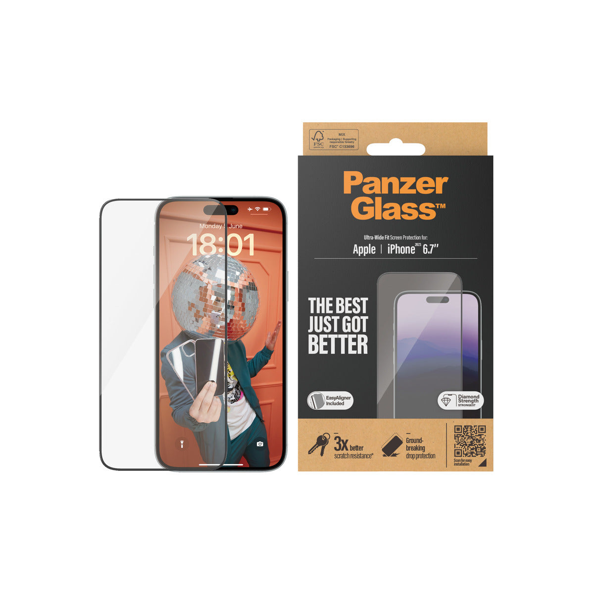 PanzerGlass Ultra Wide fit with EasyAligner for iPhone 15 Plus