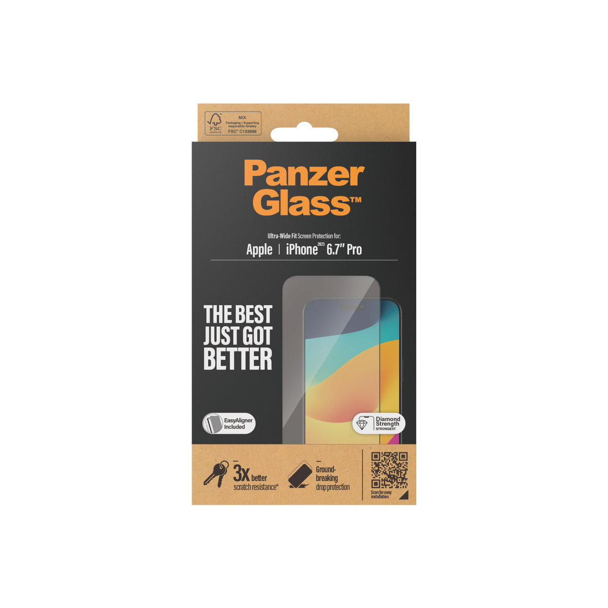 PanzerGlass Ultra Wide fit with EasyAligner for iPhone 15 Pro Max