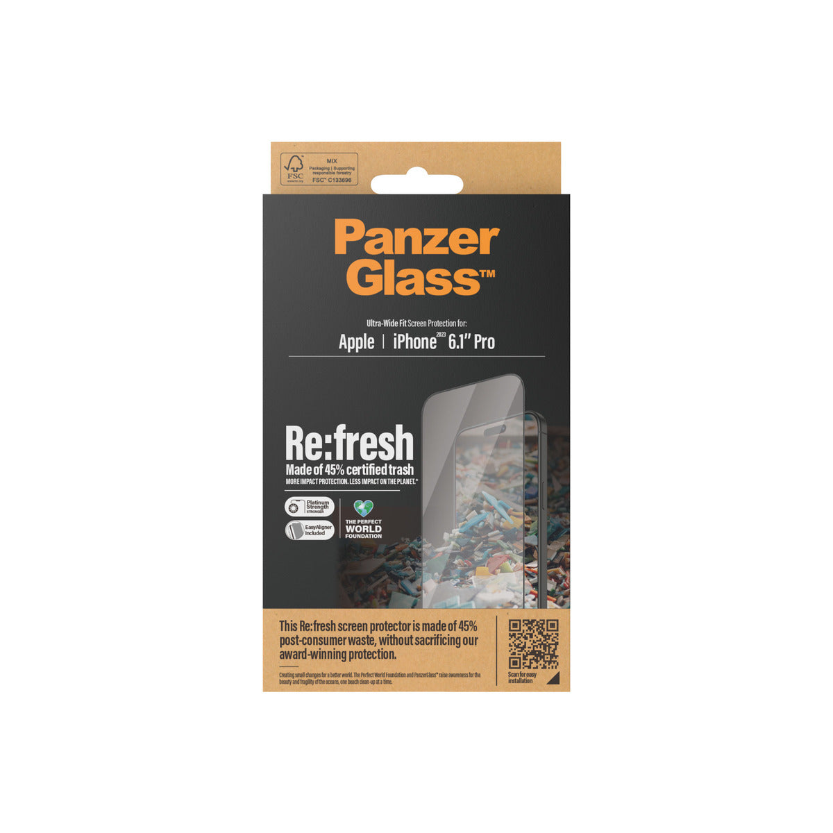 PanzerGlass Refresh Ultra Wide Fit Screen Protector with EasyAligner for iPhone 15 Pro