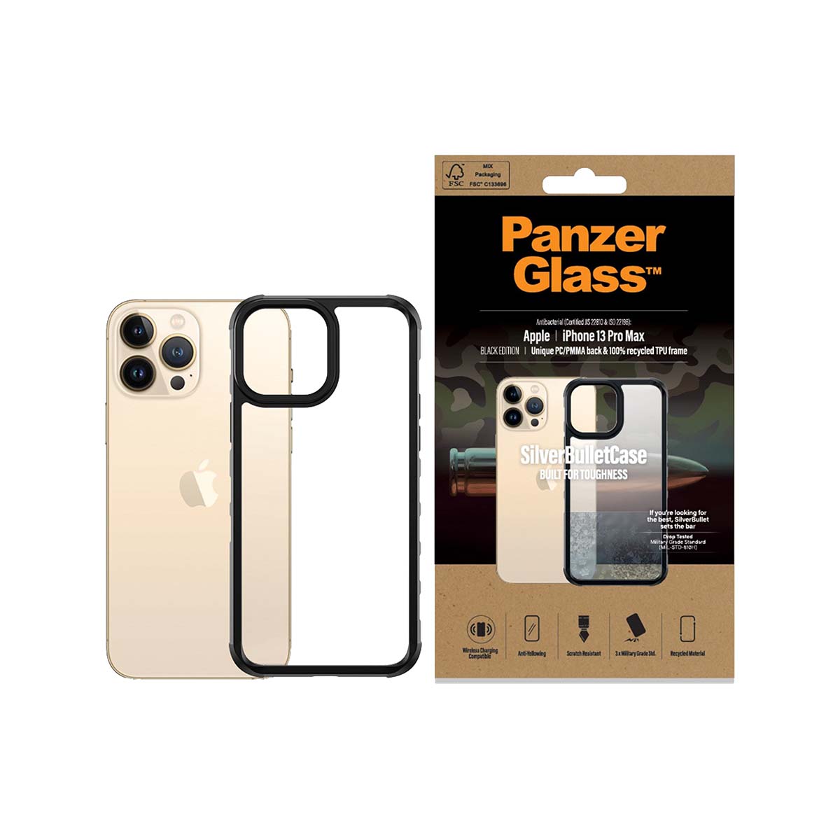 PanzerGlass SilverBullet ClearCase for iPhone 13 Pro Max - Black AB