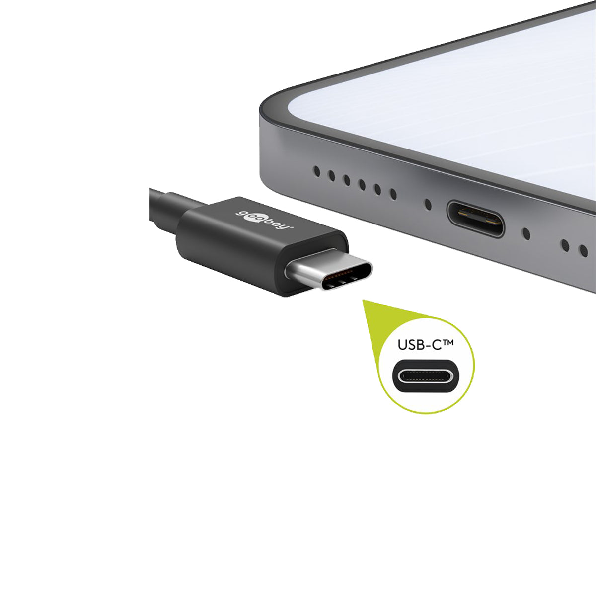 Goobay USB-A to USB-C 2.0 cable 0.1M for Mobiles and Laptops - Black.