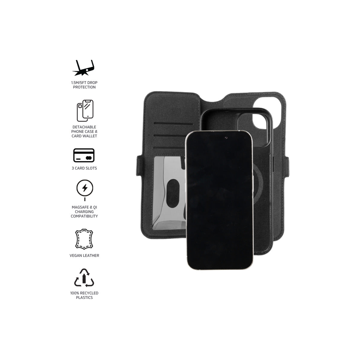 3sixT Neo Wallet - Apple iPhone 15 - Black
