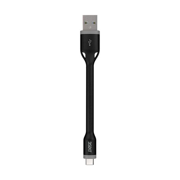3sixT Clip & Sync Cable - USB-A to USB-C - 10cm - Black - Cable - Techunion -