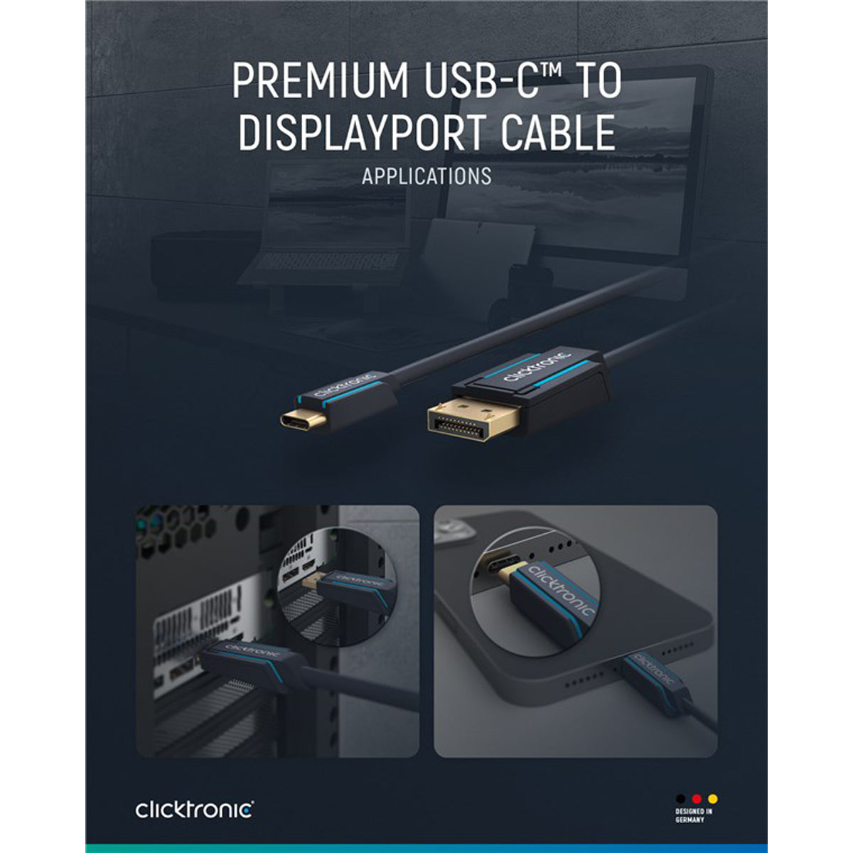 Clicktronic USB-C to DisplayPort Adapter 1m Cable