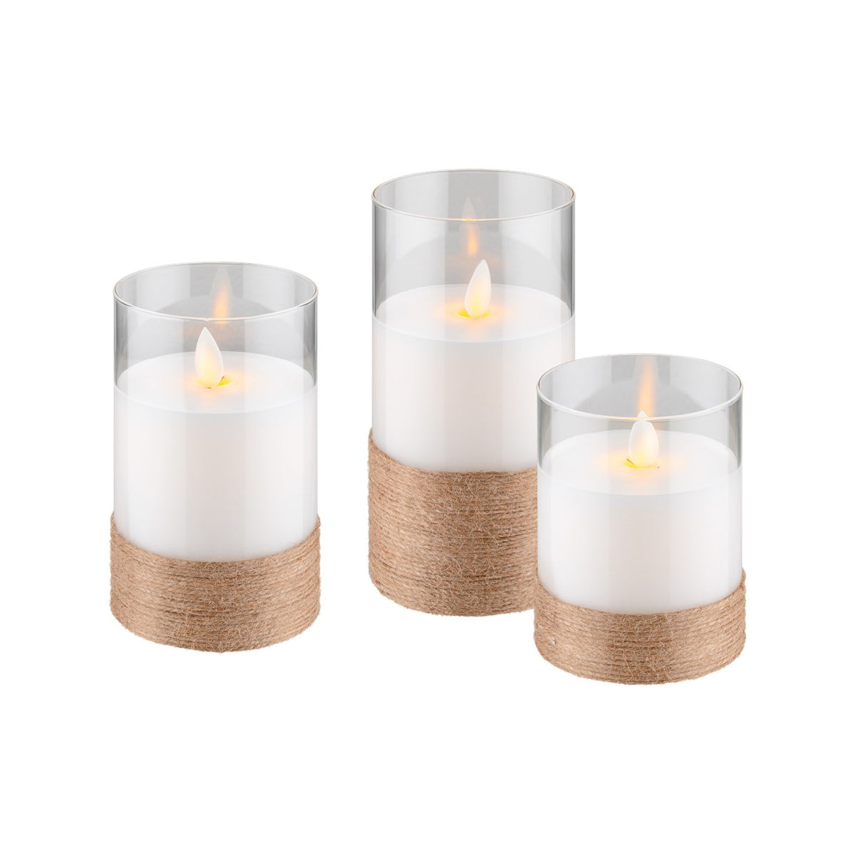 Goobay Set of 3 LED Wax Candles in Glass - White.