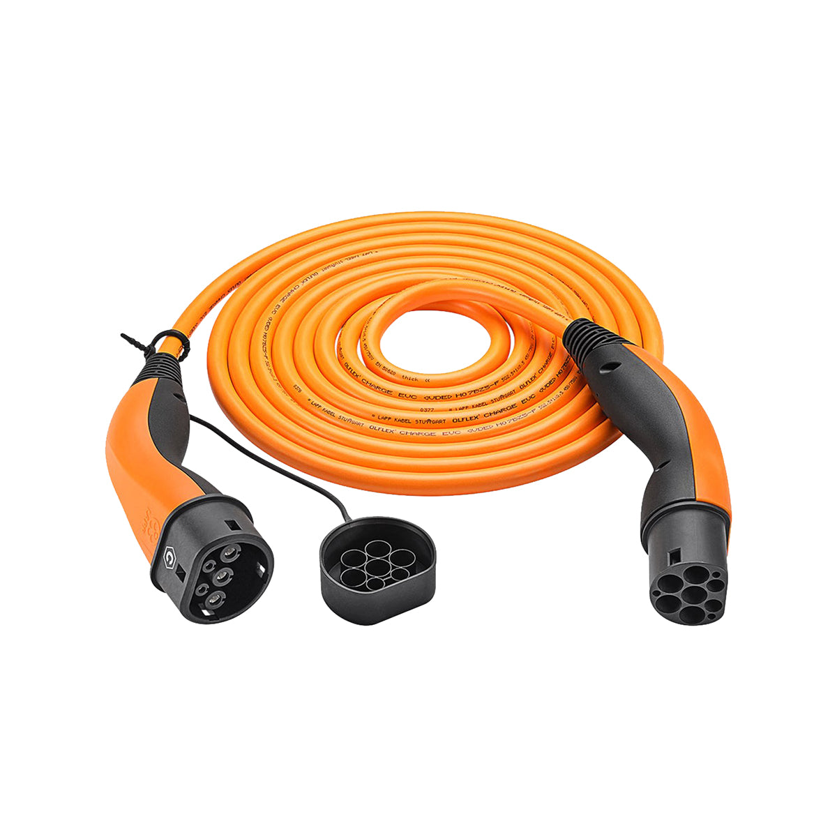 LAPP EV Helix Charge Cable Type 2 (7.4kW-1P-32A) 5m for Hybrid and Electric Cars - Orange.