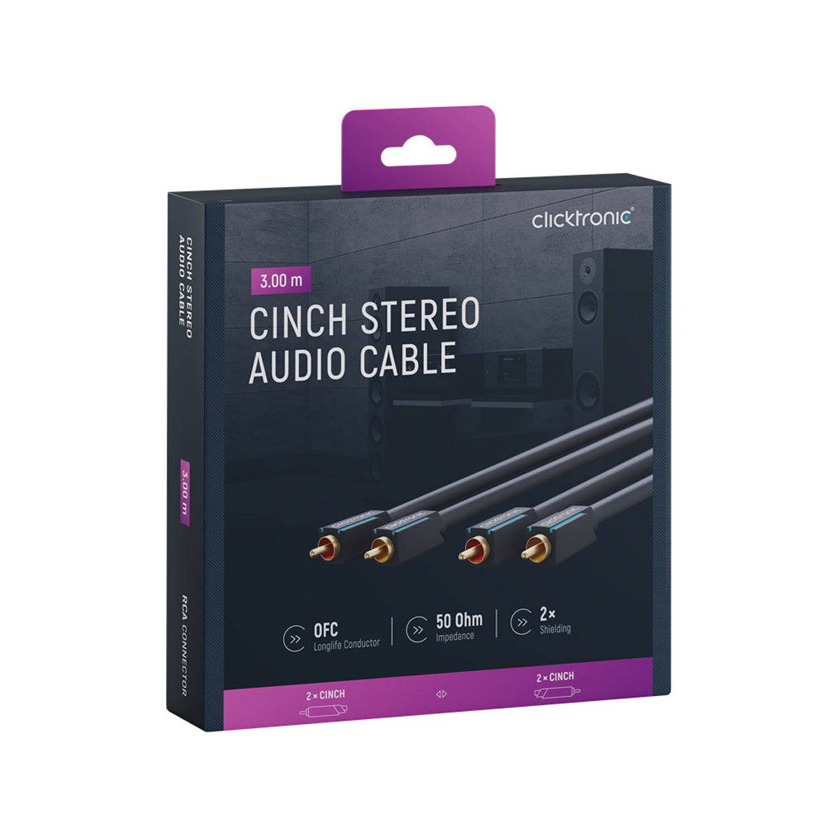 Clicktronic Cinch Stereo RCA Cable - 3m