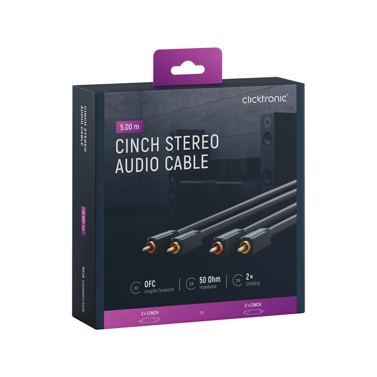 Clicktronic Cinch Stereo RCA Cable - 5m