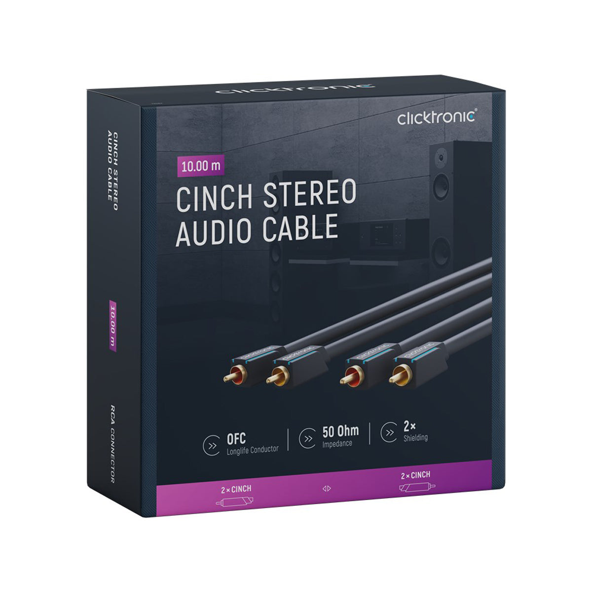 Clicktronic Cinch Stereo RCA Cable - 10m