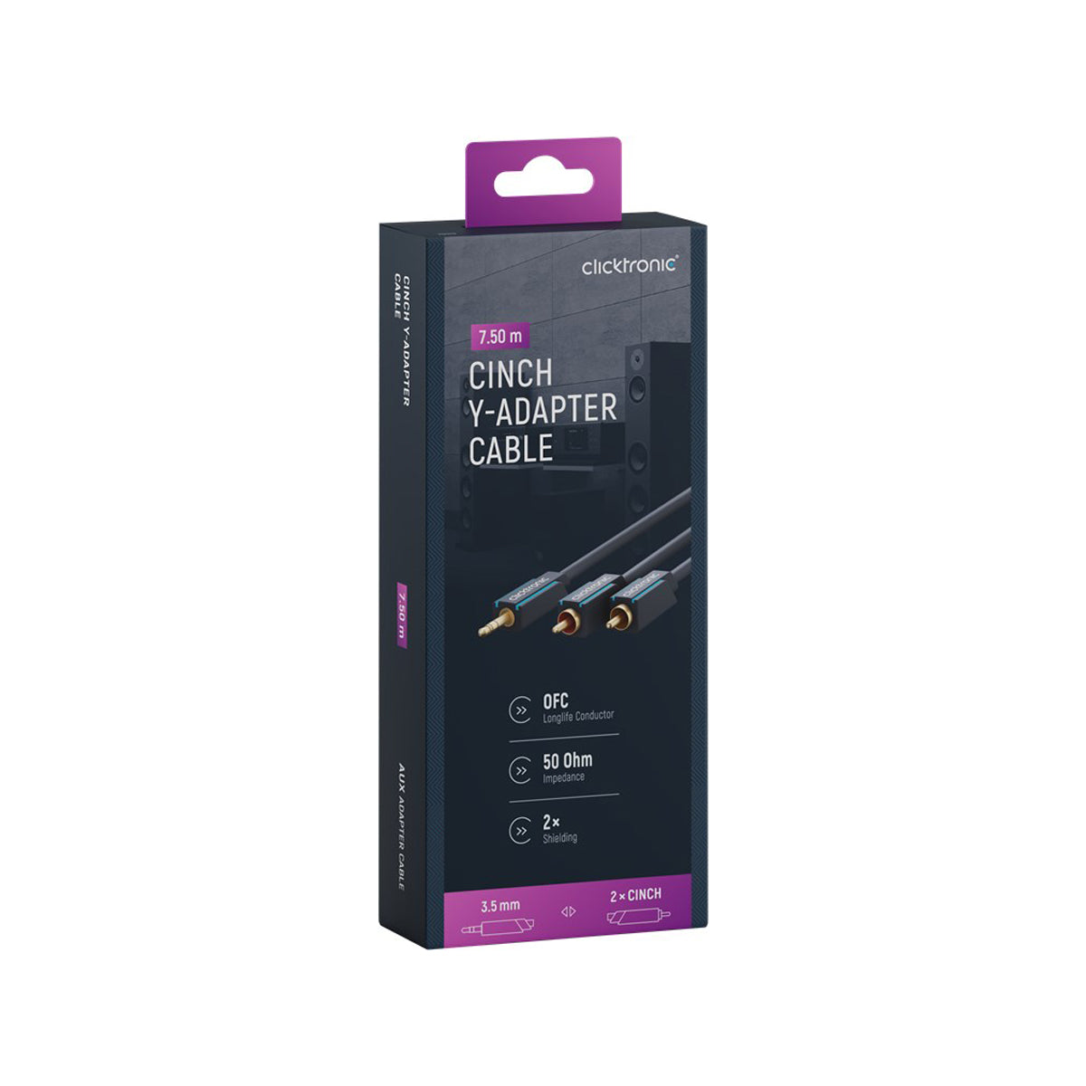 Clicktronic 3.5mm AUX to RCA Cable - 7.5m