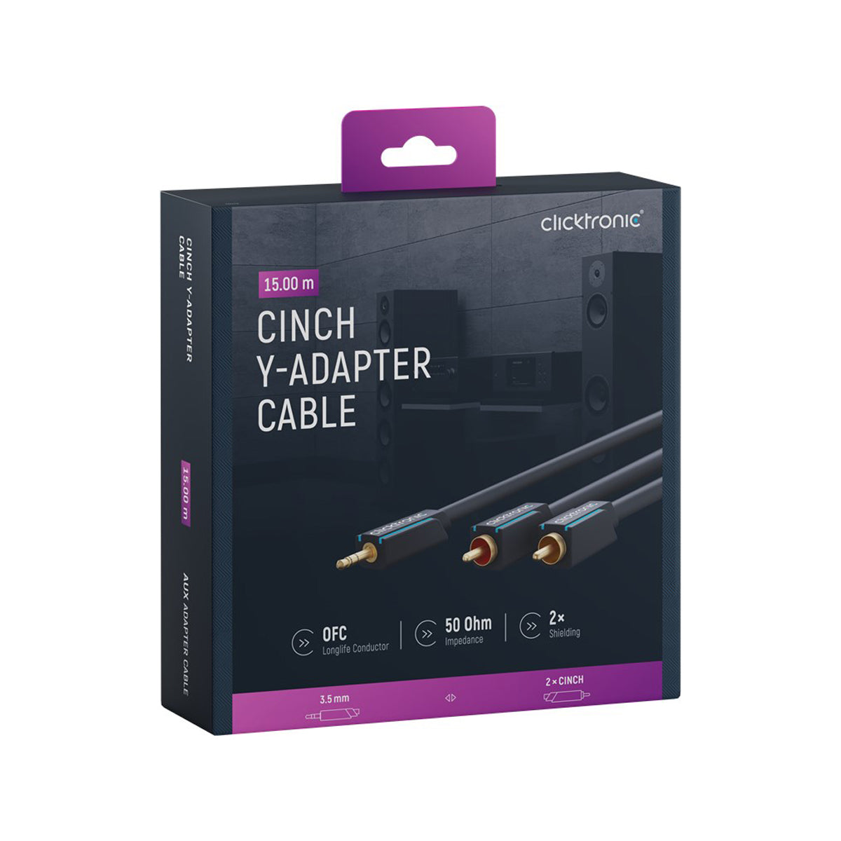 Clicktronic 3.5mm AUX to RCA Cable - 15m